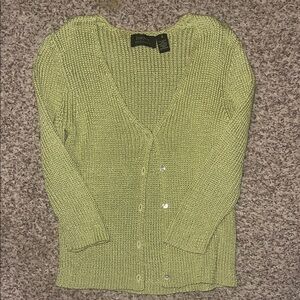Dana Buchman small heavy knit crochet  Women's Green Sweater